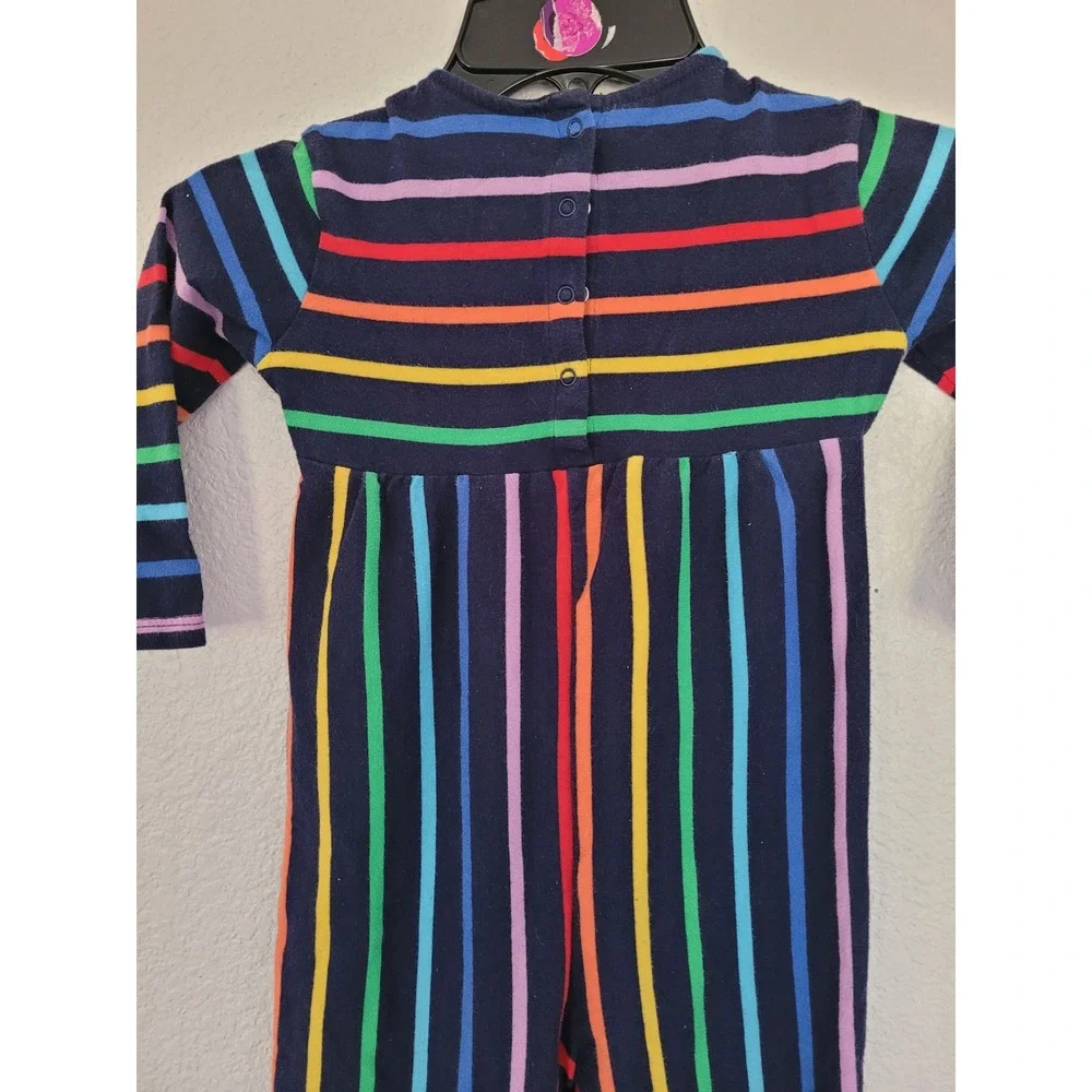 Primary Baby Rainbow Stripe Long Sleeve Romper Navy Blue 18-24 M Jumpsuit #8